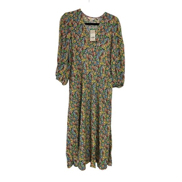 Boden Dresses & Skirts - Boden Womens Midi Tea Dress UK 12L US 8L tall Multicolor Floral Vneck D0295 NWT
